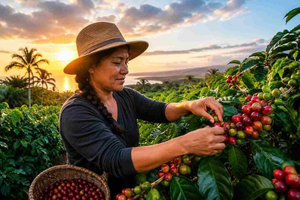 Hand Picking Kona Coffee Cherries