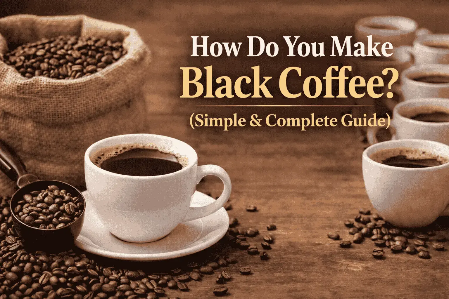 How do you make black coffee simple and complete guide showing coffee beans and freshly brewed black coffee cup