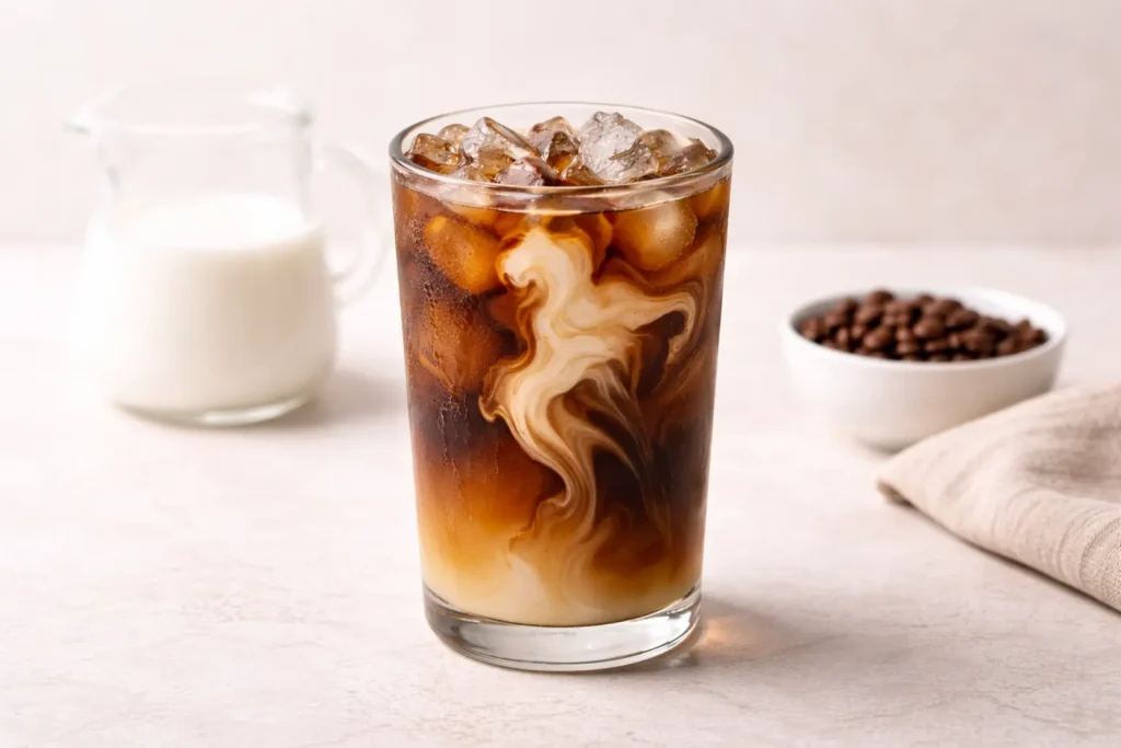 cold brew coffee with milk for a smooth and creamy taste