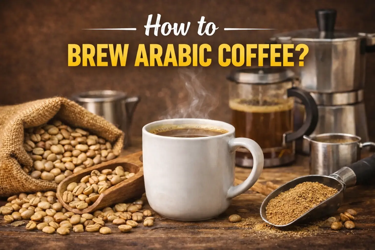 how to brew Arabic Coffee using traditional method with perfect ratio and cardamom