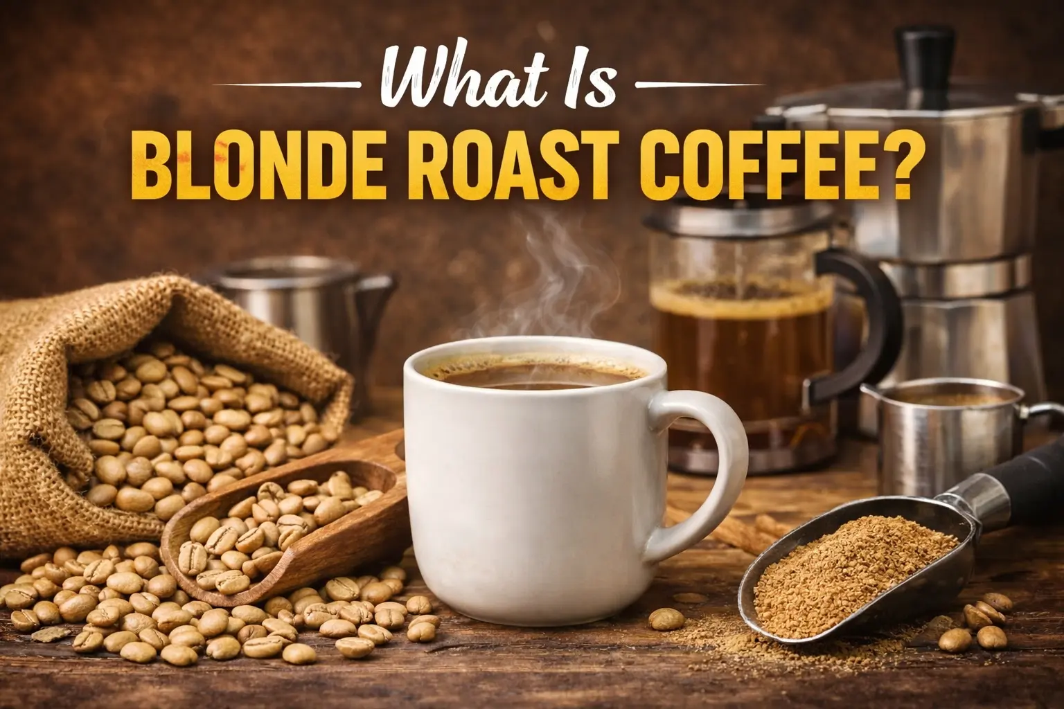 Blonde roast coffee explained showing light roast beans with mild flavor and higher acidity