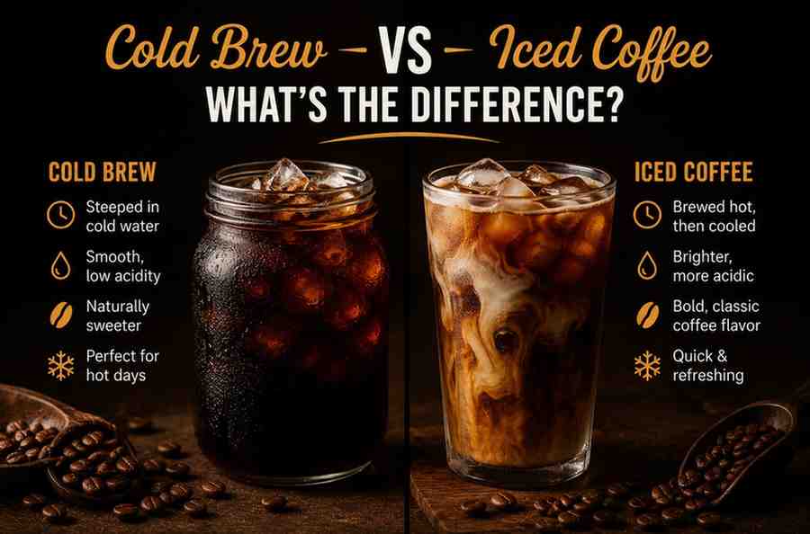 Cold brew coffee vs iced coffee debate finally explained in plain language, covering taste, caffeine content, prep time, and easy homemade brewing tips.