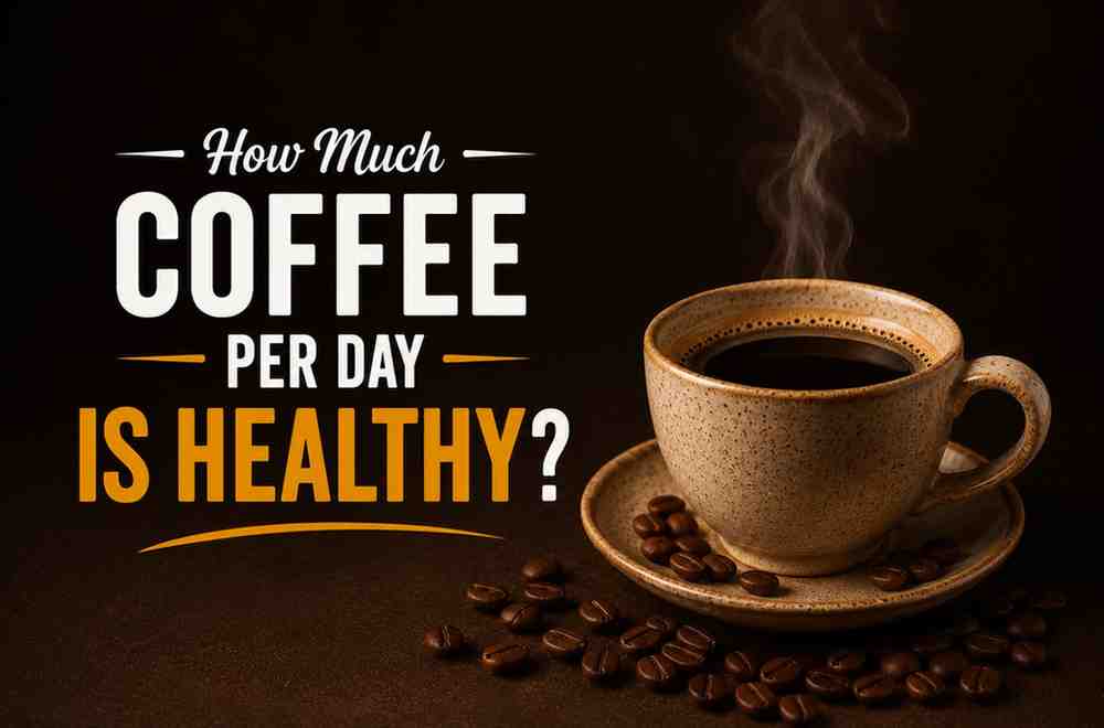 How much coffee per day is healthy depends on your body, but most experts suggest 3 to 4 cups is safe for the average healthy adult.