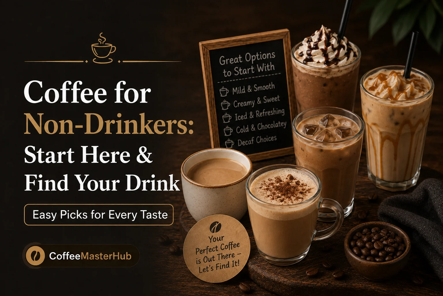 Coffee for non-coffee drinkers: discover mild, flavorful drinks you'll actually enjoy. From caramel lattes to cold brew, find the perfect entry point into coffee without the overwhelming bitterness.